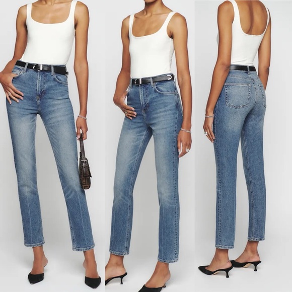 Reformation Liza Ultra High Rise Straight Jeans Malta 24 NWT - Picture 2 of 9